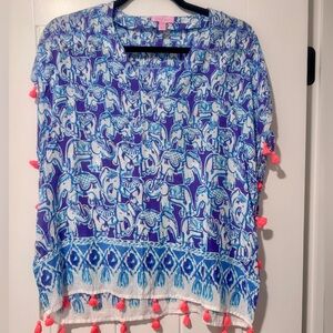 Lilly Pulitzer Blue and White Elephant Print Tunic